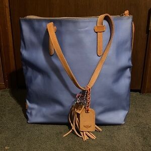 Consuela Blue and Tan Tote Bag